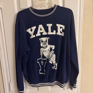 Yale University Crew Neck Long Sleeve Vintage Sweatshirt Large Blue